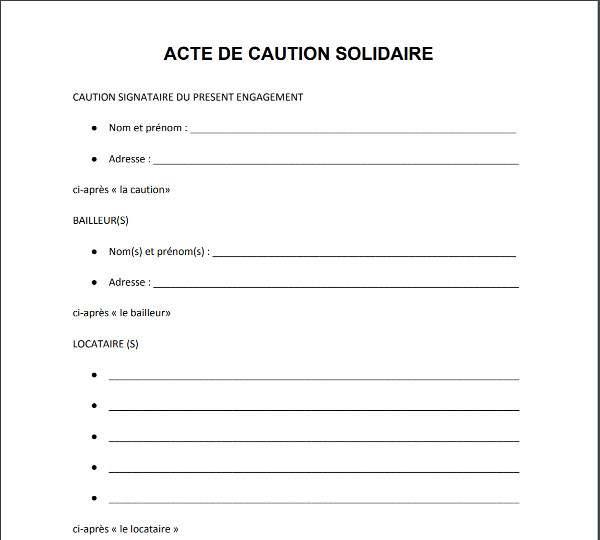 acte de caution screenshot