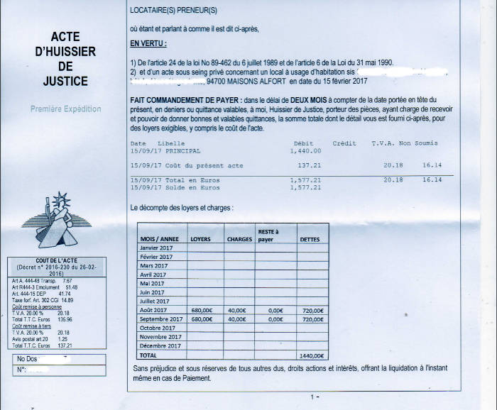 Reçu de paiement partiel de loyer : quittance de loyer avec impayés