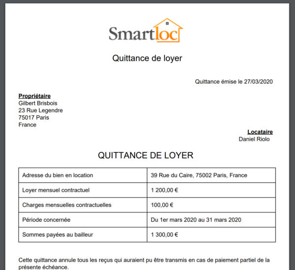 Paiement loyer particulier